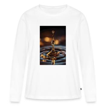 Goutte d’eau dorée Splash - T-shirt manches longues Premium bio Femme - blanc - Devant - Julia (174cm)