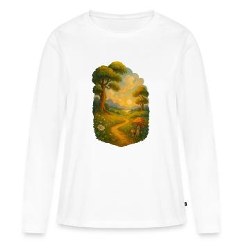Märchenpfad im Sonnenlicht - Frauen Premium Bio Langarmshirt - Weiß - Vorne - Julia (174cm)