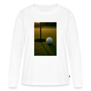 Sport, balle de golf près du trou - T-shirt manches longues Premium bio Femme - blanc - Devant - Julia (174cm)