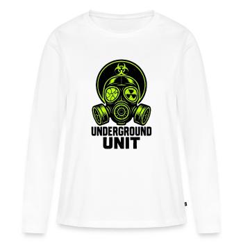 Underground Unit - masque à gaz - T-shirt manches longues Premium bio Femme - blanc - Devant - Julia (174cm)