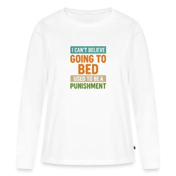 punition au coucher Citation drôle rétro - T-shirt manches longues Premium bio Femme - blanc - Devant - Julia (174cm)