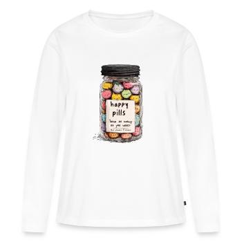 Pilules du bonheur - T-shirt manches longues Premium bio Femme - blanc - Devant - Julia (174cm)