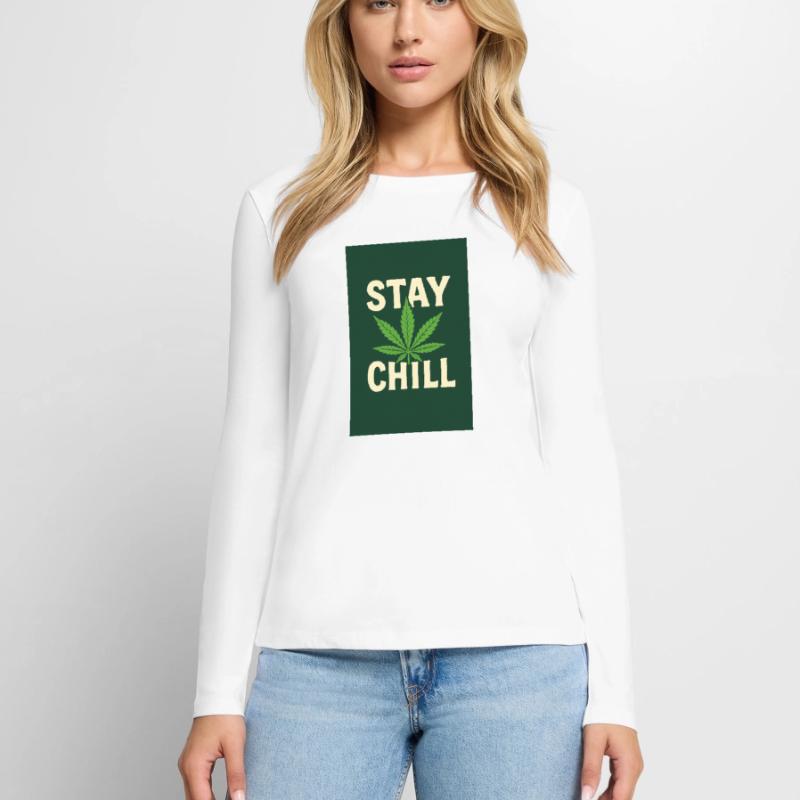 Stay Chill Cannabis Leaf Frauen Premium Bio Langarmshirt
