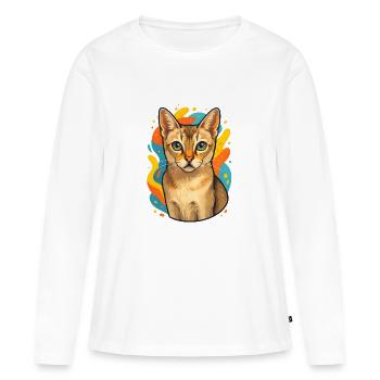 Explosion de couleurs de chat de Singapura - T-shirt manches longues Premium bio Femme - blanc - Devant - Julia (174cm)