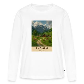 Eng Alm Alpenidylle - Frauen Premium Bio Langarmshirt - Weiß - Vorne - Julia (174cm)