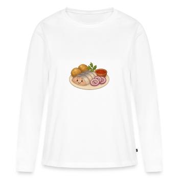 Hareng avec pommes de terre - T-shirt manches longues Premium bio Femme - blanc - Devant - Julia (174cm)