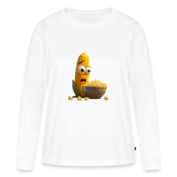 Le maïs en épi est bouleversé - T-shirt manches longues Premium bio Femme - blanc - Devant - Julia (174cm)