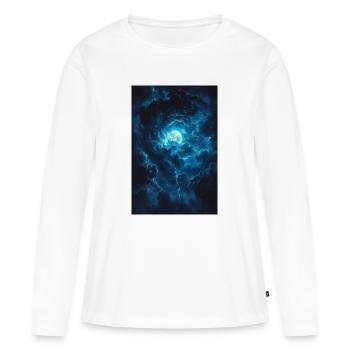 Blauer Himmel mit Mond im Sturm - Frauen Premium Bio Langarmshirt - Weiß - Vorne - Julia (174cm)