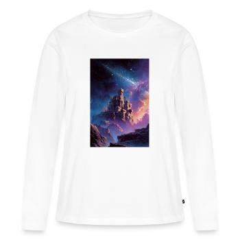 Nebula Castle in Starry Realm - Women's Premium Organic Long Sleeve Shirt - white - Front - Julia (174cm)