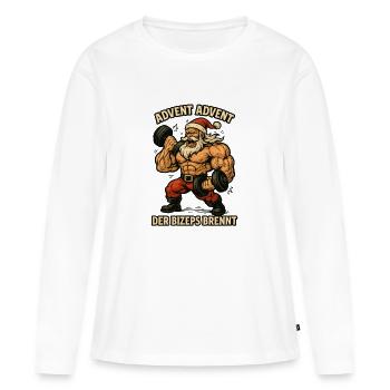 Advent der Bizeps Brennt Weihnachten - Frauen Premium Bio Langarmshirt - Weiß - Vorne - Julia (174cm)