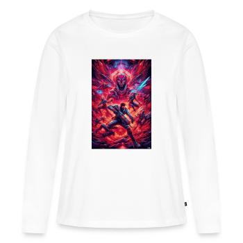 Front de bataille spatial néon - T-shirt manches longues Premium bio Femme - blanc - Devant - Julia (174cm)