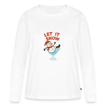 Conception de cocktail Bon Bonhomme de Neige Let It Snow - T-shirt manches longues Premium bio Femme - blanc - Devant - Julia (174cm)