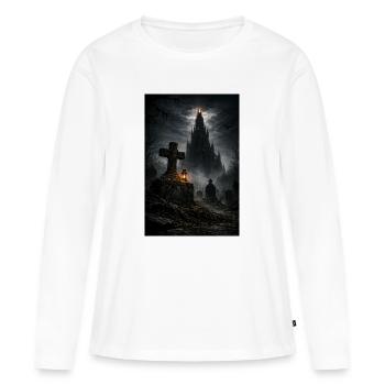 Château gothique dans le brouillard - T-shirt manches longues Premium bio Femme - blanc - Devant - Julia (174cm)