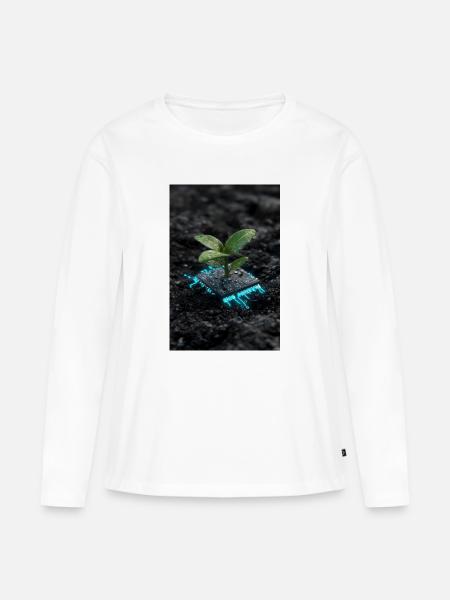 Cyber-Keimling auf Circuit Core - Frauen Premium Bio Langarmshirt - Weiß