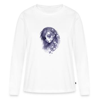 Portrait de tentacules en bleu | Fille Zombie - T-shirt manches longues Premium bio Femme - blanc - Devant - Julia (174cm)