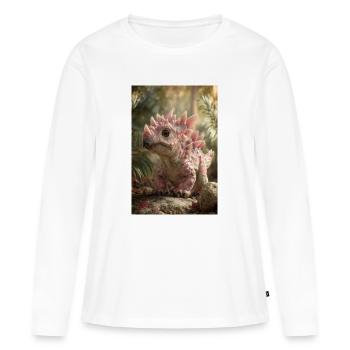 Stégosaure rose dans la Forêt des Braises - T-shirt manches longues Premium bio Femme - blanc - Devant - Julia (174cm)