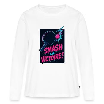 Smash la victoire ! Ping Pong - T-shirt manches longues Premium bio Femme - blanc - Devant - Julia (174cm)