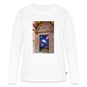 Porte Cosmique de la Porte de l’Espace - T-shirt manches longues Premium bio Femme - blanc - Devant - Julia (174cm)