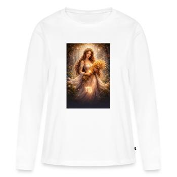 Vierge - T-shirt manches longues Premium bio Femme - blanc - Devant - Julia (174cm)
