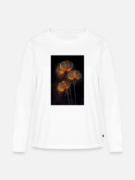 Vergoldeter Löwenzahnflug - Frauen Premium Bio Langarmshirt - Weiß
