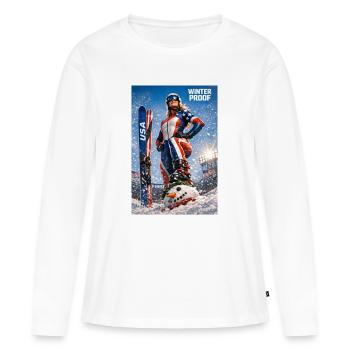 Sports d’hiver-ski-US - T-shirt manches longues Premium bio Femme - blanc - Devant - Julia (174cm)