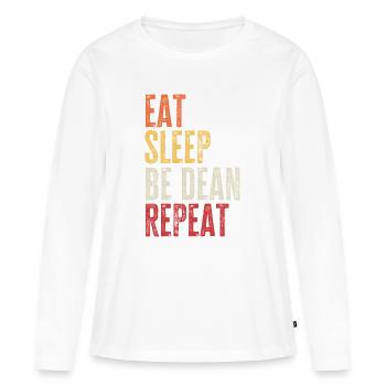 Essen, schlafen, Dean sein, Retro-Name wiederholen. - Frauen Premium Bio Langarmshirt - Weiß - Vorne - Julia (174cm)