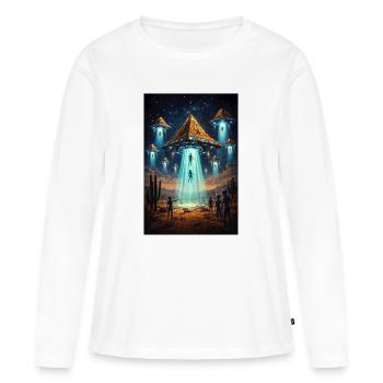 Alien UFO Pyramid Rocket - Frauen Premium Bio Langarmshirt - Weiß - Vorne - Julia (174cm)