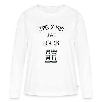 Ich kann keinen Schach-Humor-Club haben - Frauen Premium Bio Langarmshirt - Weiß - Vorne - Julia (174cm)