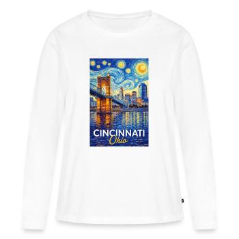 Cincinnati, Ohio - T-shirt manches longues Premium bio Femme - blanc - Devant - Julia (174cm)