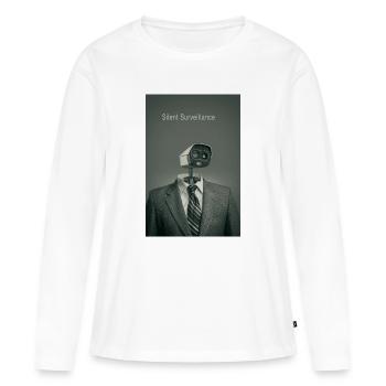 Surveillance silencieuse : Affiche minimale - T-shirt manches longues Premium bio Femme - blanc - Devant - Julia (174cm)