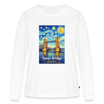 Tower Bridge London Star Swirl - Women's Premium Organic Long Sleeve Shirt - white - Front - Julia (174cm)