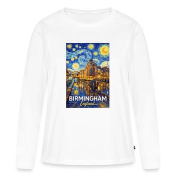 Birmingham, Angleterre, Nuit étoilée - T-shirt manches longues Premium bio Femme - blanc - Devant - Julia (174cm)