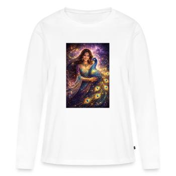 Mystical Indian Woman with Peacock - Women's Premium Organic Long Sleeve Shirt - white - Front - Julia (174cm)