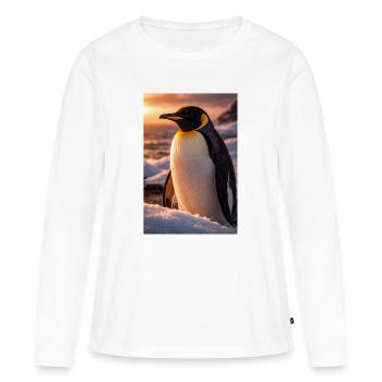 Pinguin im Schein des Sonnenuntergangs - Frauen Premium Bio Langarmshirt - Weiß - Vorne - Julia (174cm)