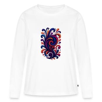 Tourbillon coloré - T-shirt manches longues Premium bio Femme - blanc - Devant - Julia (174cm)
