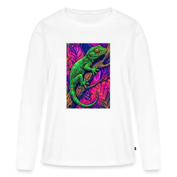 Gecko - T-shirt manches longues Premium bio Femme - blanc - Devant - Julia (174cm)