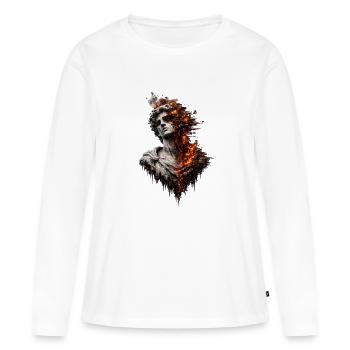 Brennende Statue: Feuer und Marmor - Frauen Premium Bio Langarmshirt - Weiß - Vorne - Julia (174cm)