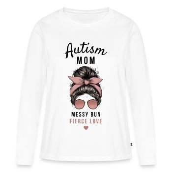 Autismus Mama Hemd Unordentlicher Dutt Heftige Liebe - Frauen Premium Bio Langarmshirt - Weiß - Vorne - Julia (174cm)