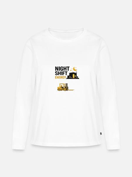 Nachtschicht Energy City Gabelstapler - Frauen Premium Bio Langarmshirt - Weiß