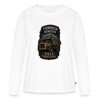 Tonnen bewegen. Ziele erreichen. - Frauen Premium Bio Langarmshirt - Weiß - Vorne - Julia (174cm)