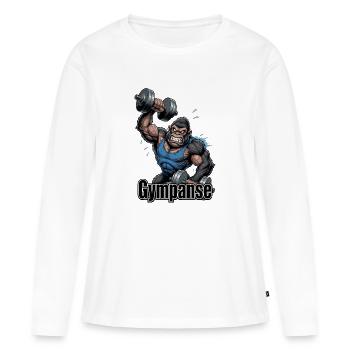 Gympanse Power Gorilla - Women's Premium Organic Long Sleeve Shirt - white - Front - Julia (174cm)