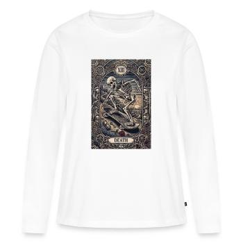 Mort sur le squelette de tarot sur skateboard - T-shirt manches longues Premium bio Femme - blanc - Devant - Julia (174cm)