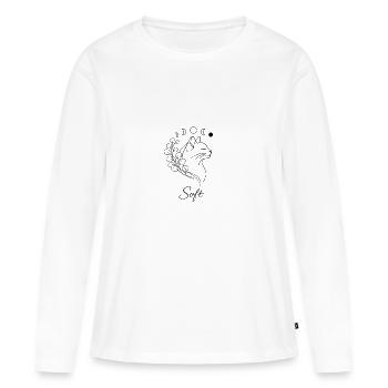 Cat Moon Plants Line Cat Lover Design - T-shirt manches longues Premium bio Femme - blanc - Devant - Julia (174cm)