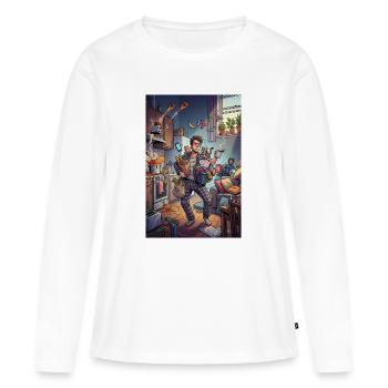 Chaos de cuisine : Femme au foir frénétique - T-shirt manches longues Premium bio Femme - blanc - Devant - Julia (174cm)