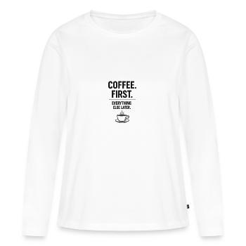 Coffee First – Design minimaliste du café - T-shirt manches longues Premium bio Femme - blanc - Devant - Julia (174cm)