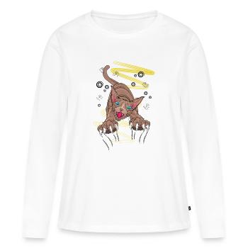 T-shirt griffe de type Werecat Moonlit - Griffes griffues griffues de chat - T-shirt manches longues Premium bio Femme - blanc - Devant - Julia (174cm)