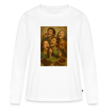 Gourmet round: Family shares cocoa chocolate - Women's Premium Organic Long Sleeve Shirt - white - Front - Julia (174cm)