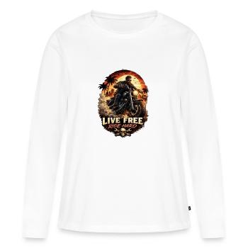 Cycliste dur en direct Free Ride - T-shirt manches longues Premium bio Femme - blanc - Devant - Julia (174cm)