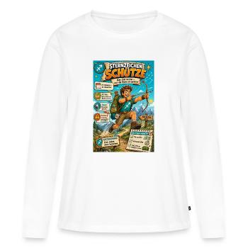 Sternzeichen Schütze - Ziel klar, Route spontan - Frauen Premium Bio Langarmshirt - Weiß - Vorne - Julia (174cm)