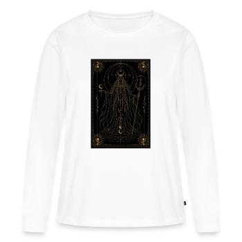 Mondhexe  - Frauen Premium Bio Langarmshirt - Weiß - Vorne - Julia (174cm)